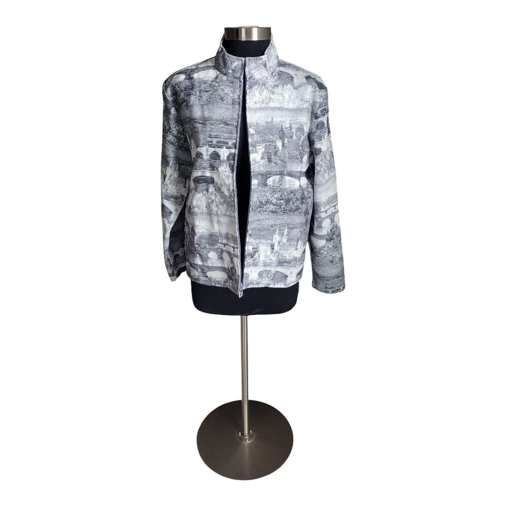 Chico's Women's City Scenic Jacket Sz 2 L/XL 12/14  Full Zip Art Travel Europe